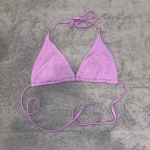 Purple Ribbed Bikini Top